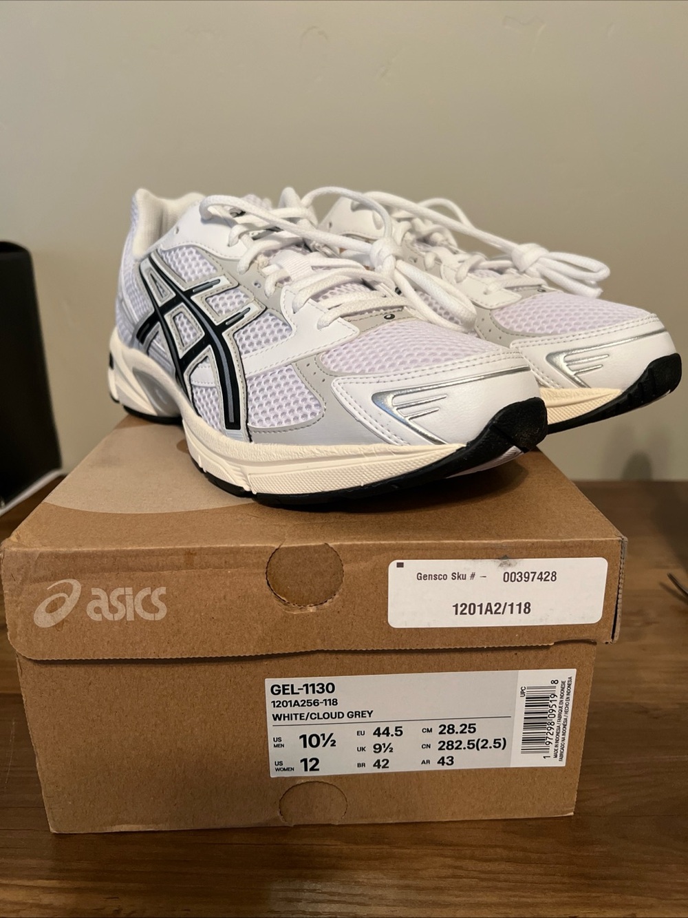 ASICS GEL-1130 Athletic Sneakers in White/Cloud Grey